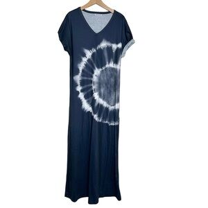 MISSLOOK Navy and White Tie-Dye Maxi Dress